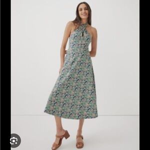 Pact Green floral halter dress